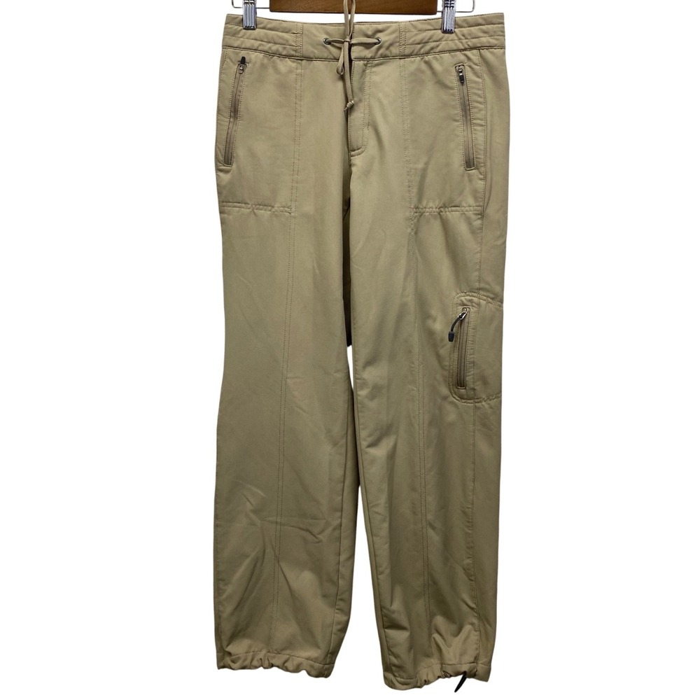 Nike ACG‎ Softshell Cargo Pants Womens 4 Tan Fleece Lined Hiking Utility Bungee